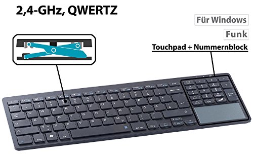 GeneralKeys Slim-Funktastatur mit Touchpad, Ziffernblock, Scissor-Tasten, QWERTZ - 2