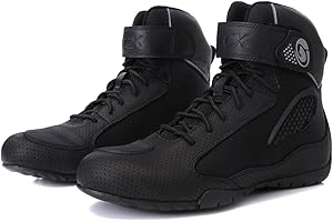 MSPORT Zapatos de Moto de Cuero bovino para Hombre y Mujer Botas de Moto Transpirables y Antideslizantes