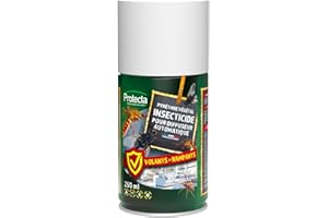 PROTECTA Aérosol Insecticide 250ml - Anti-Moustiques, Mouches & Insectes Rampants & Volants - Pyrèthre Végétal - Effet Choc & Anti-Réinfestation - Fabriqué en France