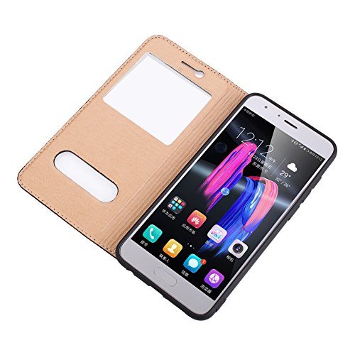 DWaybox Honor 9 Leder H  lle Foldable Stand Feature mit View Window Folio Schutzh  lle Slim Luxury Echt Leder H  lle f  r HUAWEI Honor 9 5 15 Inch  Bl
