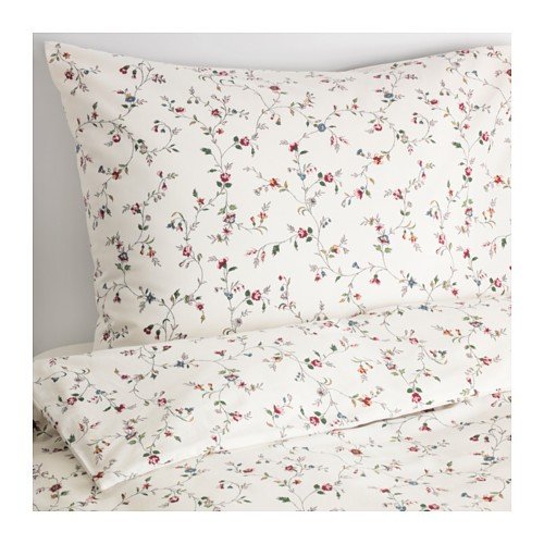 Ikea LJUSÖGA Bettwäscheset, 2-teilig, Blume 140 x 200 cm / 80 x 80 cm - 2