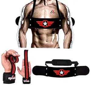 Aprodo Gym Fitness Combo (Arm Blaster with Red Weight Lifting Strap)