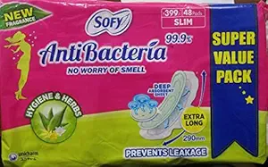 Sofy Antibacteria 99.9% Prevents Leakage No Worry About Smell 48Pads