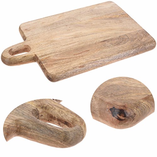 LS Design Holz Schneidebrett Tranchierbrett Mangoholz Griff Schneidbrett Massiv Brotschneidbrett - 2