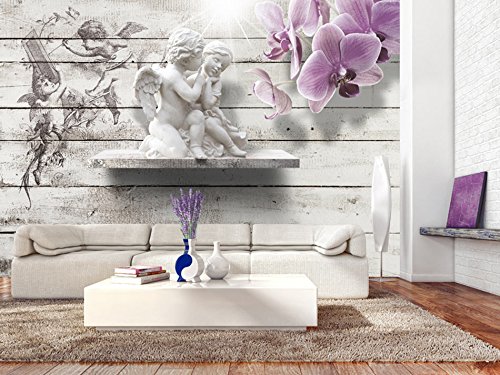 FOTOTAPETE 400×280 cm – VLIES TAPETE PREMIUM – PROFI QUALITÄT – Top moderne Wanddeko – Riesen Wandbild – Top Design Tapete – Neue exklusive Edition mit noch besser Druckauflösung – Deutsches Premium Vlies – Engel Blumen h-A-0044-a-a - 2