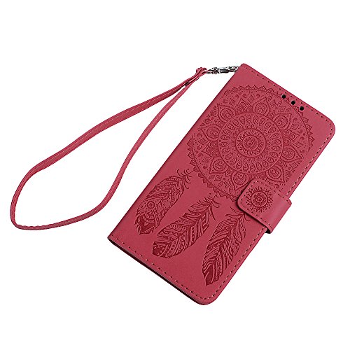 Badalink Case für Samsung Galaxy J5(2017) PU Leder (TPU innere Schicht) Tasche Flipcase Druck Traumfänger Schutzhülle mit Kreditkarteninhaber Kippständer Magnetverschluss Handyhülle Wassermelonen Rot - 8