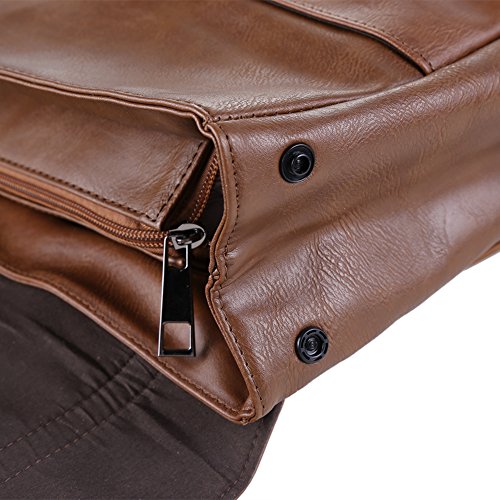 Koolertron Kunstleder Rucksack Vintage Schulranzen Schultasche Laptop (14 „)Wanderrucksack Hiking Backpack Damen Herren für Camping Reise Geeignet für Acer Aspire, MacBook, iPhone, iPad und Samsung Tablet (Braun) - 7