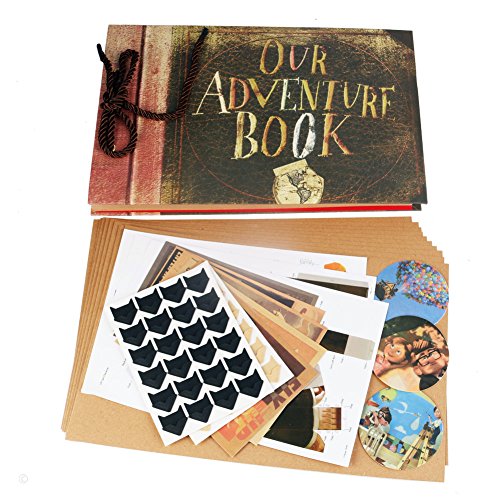   lbum de fotos grande    lbum de recortes para aniversario con el texto   Our adventure book    40 hojas con 10 hojas adicionales de repuesto  5 postales y 2 pegatinas de manualidades para hacer las esquinas de las fotos  29 x 19 cm