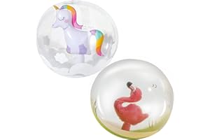 wopin 2 Pcs Pelota de Playa Hinchable, Unicornio Flamenco Pelota De Playa Pelota De Playa Transparente Juguete para niños, Pelotas de Agua inflables para Verano, Playa o Fiesta