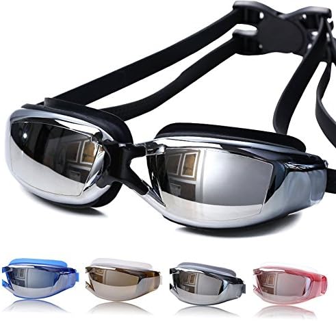 Cowboycool Goggles UV Protection Anti Fog Adult Adjustable Swimming Goggles with Box-Black/Blue/White/Gray/Red