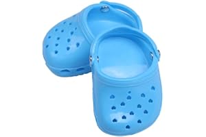Aeromdale Doll Shoes Candy Color Love Hole Slippers Sandals for 18 Inch American Doll 43cm Doll Gift - Blue - 1 Pair