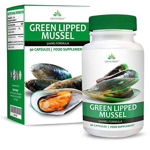 Mejillón de Labio Verde - Extracto 500mg - Suplemento Máxima Concentración - Para Hombres, Mujeres y Mascotas - 90 Pastillas (Suministro Para 3 Meses) de Earths Design