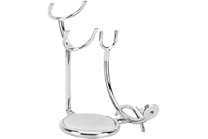 YUYTE Curved Shaving and Brush Stand, Metal Plating Classic Shaving Stand Manual Shaving Brush Soap Bowl Stand Electroplating Metal Shaving Stand