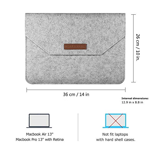Cmxing Laptop Tasche f  r 13 3 Zoll Macbook Air  Pro Retina 12 9 Zoll iPad Pro Filz Sleeve H  lle Ultrabook  13 3 Zoll Grau  Grau 