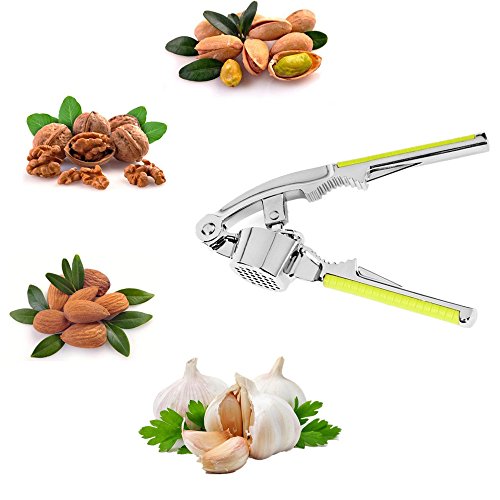 2 in 1 Edelstahl Knoblauchpresse Küchenzubehör Knoblauchschneider Garlic Press Knoblauch Breche Nussknacker Ingwer Presser - 2