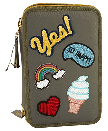 Preisvergleich Produktbild TOPModel 3-fach Federtasche mit Flicken khaki