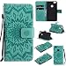 Produktbild Hozor PU Leder Hülle für Huawei P10 Lite 5.2 zoll Embossing Prägung Blumen Muster Ledertasche Weiche TPU Soft Rückseite Abdeckung Handytasche Bumper Schutzhülle Brieftasche Flip Case Wallet Cover Bookstyle Handyhülle Tasche Anti-Scratch Shell Folio Klapphülle mit Standfunktion Magnetverschluss und Kredit Kartenfächer - Hellgrün