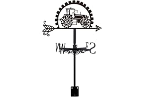 SUPERDANT Gear Tractor Weather Vane Farm Truck Wind Vanes for Yard Farmhouse Metal Weathervane Roof Mount for Gardens Outside Black Weathervanes Barn Sheds Patio Decorations Farmer Gifts
