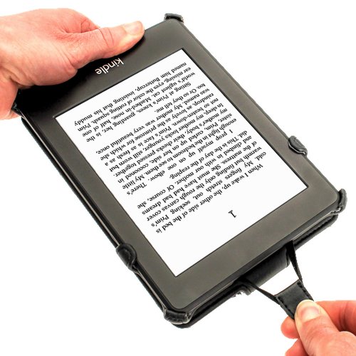 igadgitz PU Leder Etui Hülle mit Sleep/Wake Funktion/Integrierte Handschlaufe für Amazon Kindle Paperwhite 2015/2014/2013/2012 schwarz - 3