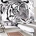 Produktbild YUANLINGWEI Wandbild Tapete 3D Benutzerdefinierte Foto Wandbild Tapete Tier Schwarz Und Weiß Tiger Tier Muster Wohnkultur Für Wohnzimmer Kinderzimmer Schlafzimmer Tv Hintergrund,100Cm (H) X 200Cm (W)