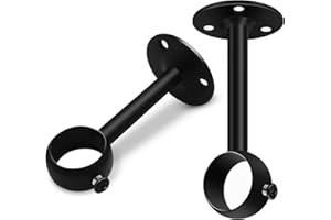 SEGNAYEN Ceiling Curtain Pole Brackets, Gardinenstangen Halterungen, 25mm, schwarzes Metall, Decken- oder Wandmontage, strapazierfähige, Edelstahl, Wandhalterungen für Kleiderstangen mit Schrauben, 2 Stück