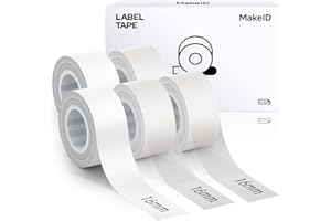 Makeid Nastro per etichette 16mm x 4m Adesivo resistente al calore per adattarsi a Makeid L1 / Q1 / E1, combinazione (3xtrasparente 2xbiancastro)