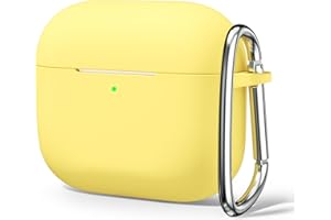 Oakxco Silikonowe etui do Airpods 4. generacji 2024 z brelokiem, cienkie, miękkie, TPU, skóra, guma, żelowe, urocze etui na Airpods 4 generacji, estetyczne akcesoria dla kobiet mężczyzn, żółte