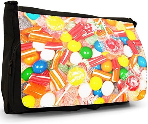 Gobstopper Lollipop Fruit Candy Sweet Black Large Messenger School Bag