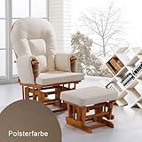 Stillstuhl Schaukelstuhl Babystuhl Glider Naturfarben cremefarbene Polster