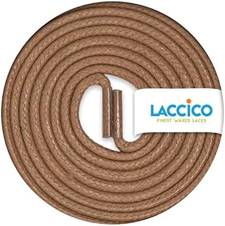 LACCICOLIGHT BROWN Round Waxed Shoe Laces Diameter Ø 2.5 mm 45cm to 150cm (18in to 59in)