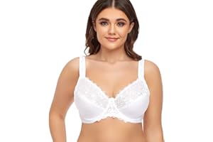 Ayigedu UK Women's Underwire Bra Lace Non Padded Plus Size Full Coverage Minimizer Bras