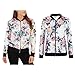 Produktbild MAOVII Damen Frühling Mode Blumenmuster Bomberjacke Kurz elegant Tops Jacke Oberteil mit Reißverschlüssen (M)