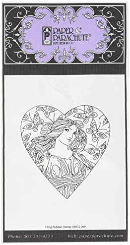 Paper Parachute Paper Parachute Cling Rubber Stamps 2.75-inch x 2.5-inch-Butterfly Woman Heart, Other, Multicoloured
