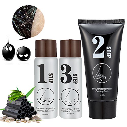 Gesichtsmask, LuckyFine 3 Steps Kits Blackhead Akne Mitesser entfernen Aktivkohle Maske Gesichtsmask - 2