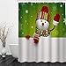 Produktbild Mildewproof Duschvorhang 3D 180x200 Polyester Stoff Drucken Pflanze Wasserdicht mit 12 weißen C-Haken der Schneemann für Weihnachten