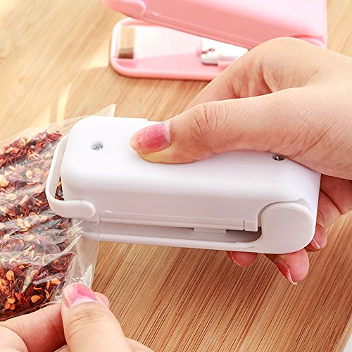 Luniquz Mini Sealer Hand Folienschweißgerät Haushalt portabel tragbar Tüten Verschweißer für Plastik Verpackung von Snack, Süßigkeiten, Lebensmittel – weiß - 8