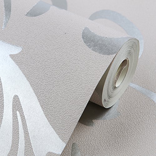 Europa HANMERO®einfache und europäische PVC-Tapete Prägung Mustertapete 0.53m*10m silbergrau für Fernsehhintergrund, Schlafzimmer, Sofahintergrund, Hotel - 8