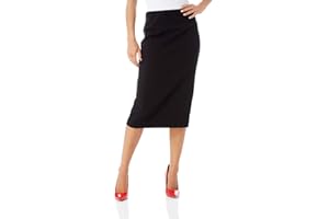 Roman Originals Textured Pencil Skirt for Women UK Ladies Jersey Work Office Smart Formal Bodycon Under The Knee Length Calf Length Midi Tight Fitted Straight Shift