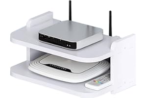 Catekro Szafka pod telewizor o dużej pojemności półki ścienne WiFi/DVD zdalne sterowanie schowek na telewizor, ławka do salonu, sypialni (M (35 x 19,5 x 12,5 cm)