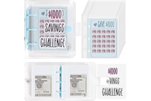 HICWX 1000 Envelopes Money Saving Challenge|Money Saving Wallet | Easy and Fun Way to Save $5,050,Savings Challenges Binder|Budget Binder|Cash Envelopes for Budgeting Planner & Saving Money (Blue)