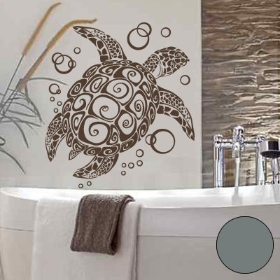 A076 Wandtattoo 'Bubble Turtle' 66cm x 60cm grau (erh. in 40 Farben und 2 Größen)