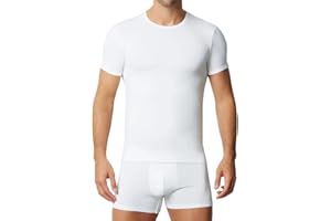 LUDOR Liabel Maglia Termica Uomo Manica Corta. 1 o 3 T-Shirt Intima in Caldo Cotone 100% Interlock. Girocollo o Collo a Punta. Bianca o Nera