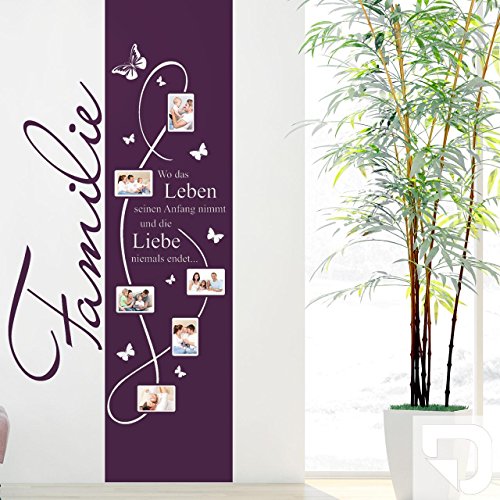 DESIGNSCAPE® Wandtattoo Fotorahmen Banner Familie mit Schmetterlingen 93 x 200 cm (Breite x Höhe) weiss DW807358-M-F5