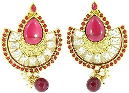 Harvi Creations Women’s Earrings Set Designer Golden Polki Pearl Jewellery Indian Wedding Jewelry