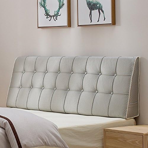 Fine Large Leather Headboard Backrest Cushion, Lumbar Pillow Soft Bag Double Triangle ( Color : Gray lattice , Size : 180cm-Headboard )