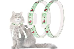 2 PCS Cat Flea Collars Flea and Tick Collars Adjustable Pet Flea Collar CHUNZHILAI Natural Medicinal Plant Preparations for Kitten Cats Puppy(Watermelon pattern)