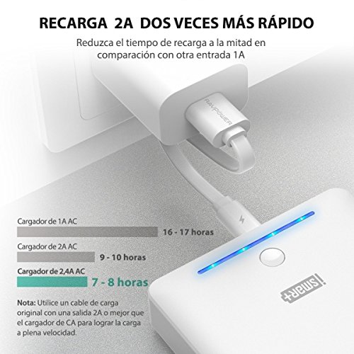 RAVPower Bater as Externas 16750mAh Dual USB 5V 2 1A 2 4A iSmart Power Bank para iPhone 7 iPad Smartphone Tablet Samsung Android 1X bolsita de viaje - Blanco reviews RAVPower Bater as Externas 16750mAh Dual USB 5V 2 1A 2 4A iSmart Power Bank para iPhone 7 iPad Smartphone Tablet Samsung Android 1X bolsita de viaje - Blanco