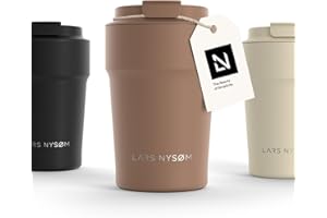 ‎LARS NYSØM LARS NYSØM Kubek termiczny do kawy na wynos 380ml | Kubek podróżny 0,38 litra z izolacją | Szczelny kubeczek termiczny ze stali nierdzewnej do kawy i herbaty w podróży (Mocha Brown, 380ml)