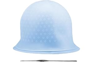 PCSFOE 2 unidades de gorros de mechas de silicona, gorro de playa, gorro con aguja y agujeros, juego de mechas, juego de capó, reutilizable y brillante, coloración DIY se utiliza para coloración del cabello