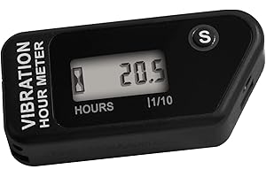 Taikemeti Wireless LCD Digital Hour Meter Wartung Funktion Guage Waterproof Design Vibration Hour Meter für ATV, Anhänger, Motorrad, elektrische Geräte, Rasenmäher (-BK)